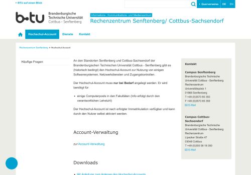 
                            10. Hochschul-Account : Rechenzentrum Senftenberg/ Cottbus ...