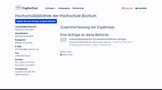 
                            13. Hochschulbibliothek der Hochschule Bochum - FragDenStaat