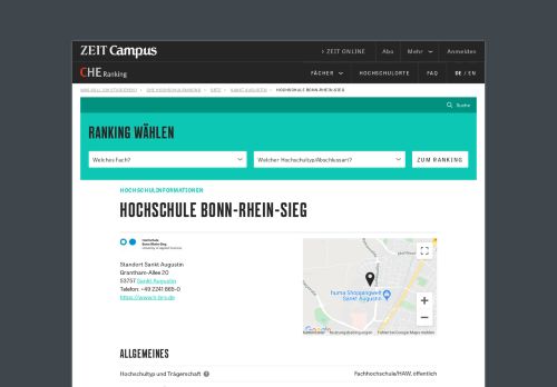 
                            10. Hochschule Bonn-Rhein-Sieg | Informationen | ZEIT Campus
