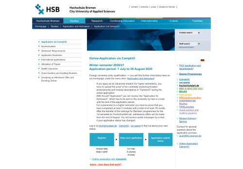 
                            10. Hochschule Bremen - Online-Bewerbung