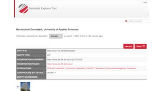 
                            10. Hochschule Darmstadt, University of Applied ... - Metadata Explorer Tool