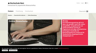
                            9. Hochschule Harz: Online-Bewerbung