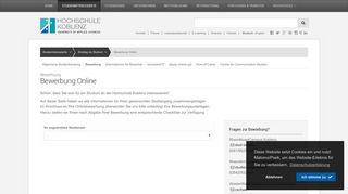 
                            2. Hochschule Koblenz: Bewerbung Online