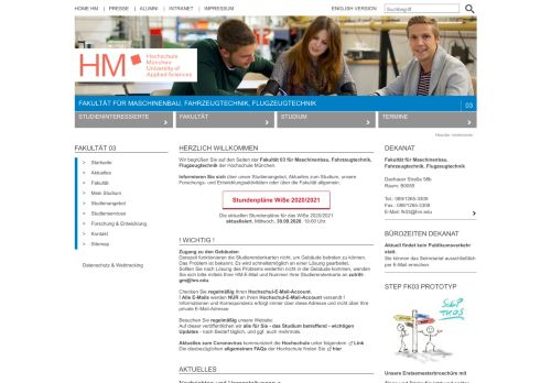 
                            12. Hochschule München - Fakultät für Maschinenbau, Fahrzeugtechnik ...