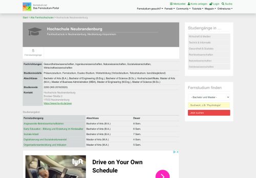 
                            11. Hochschule Neubrandenburg: Alle Infos auf einen Blick - fernstudi.net
