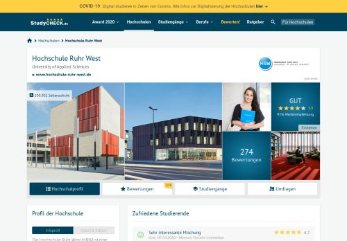 
                            7. Hochschule Ruhr West - 360 Bewertungen zum Studium - Studycheck