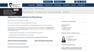 
                            13. Hochschule Worms: Allgemeine Informationen zur Bewerbung