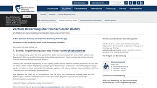 
                            4. Hochschule Worms: Zentrale Bewerbung über Hochschulstart (DoSV)