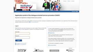 
                            2. Hochschulstart - applicant portal Log In