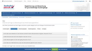 
                            1. hochschulstart Benutzerkonto - Serviceverfahren