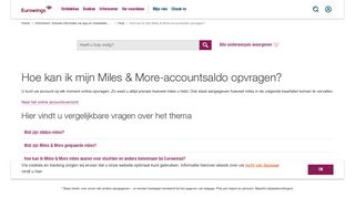 
                            12. Hoe kan ik mijn Miles & More-accountsaldo opvragen? - Eurowings