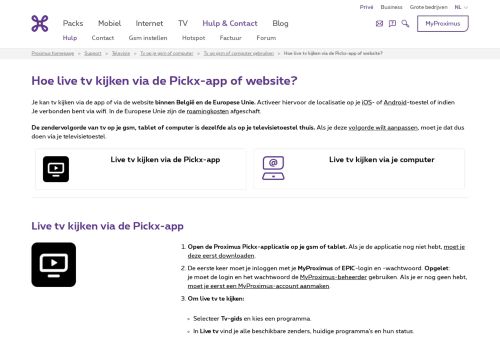 
                            3. Hoe live tv kijken met de tv-app? | Proximus