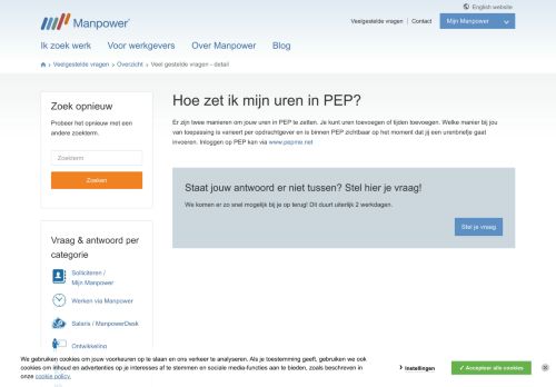 
                            5. Hoe zet ik mijn uren in PEP? - Manpower