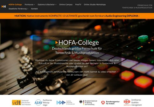 
                            5. HOFA-College | Fernschule für Tontechnik & Musikproduktion