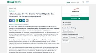 
                            11. Höhere Anreize 2017 für Channel-Partner-Mitglieder des Bitdefender ...