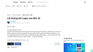 
                            3. HỎI ĐÁP? - Lỗi không thể Login vào Win 10 | Tinhte.vn