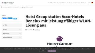 
                            9. Hoist Group stattet AccorHotels Benelux mit leistungsfähiger WLAN ...