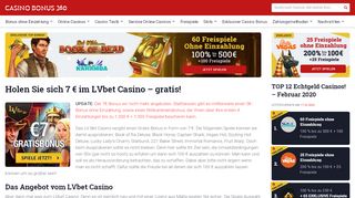 
                            8. Holen Sie sich 7 € im LVbet Casino - gratis | Casinobonus360