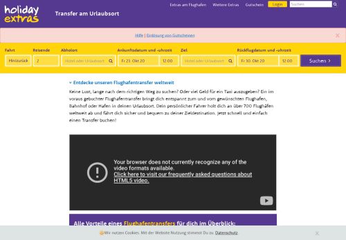 
                            4. Holiday Extras: Flughafentransfer | Weltweit an 7500 Flughäfen