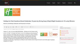 
                            10. Holiday Inn Club Vacations Brand Celebrates 10 years by Giving ...