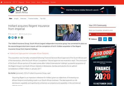 
                            7. Hollard acquires Regent Insurance from Imperial - CFO South Africa