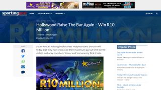 
                            12. Hollywood Raise The Bar Again - Win R10 Million! - Sporting Post