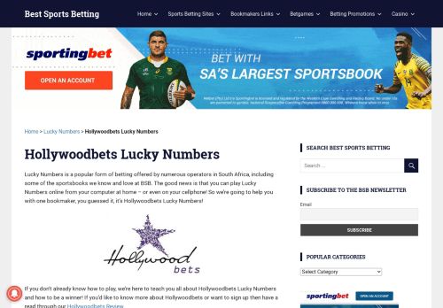 
                            11. Hollywoodbets Lucky Numbers - Best Sports Betting