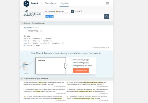 
                            8. holy war - German translation – Linguee