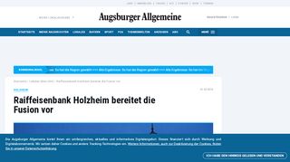 
                            11. Holzheim: Raiffeisenbank Holzheim bereitet die Fusion vor ...