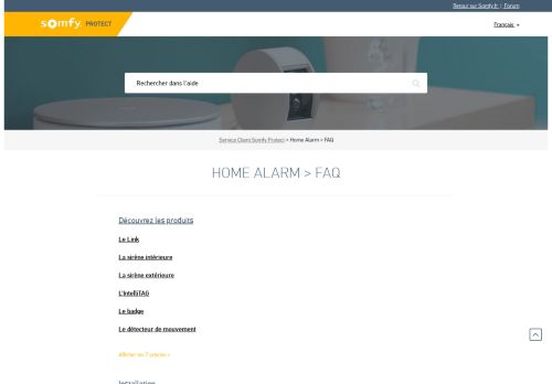 
                            10. Home Alarm > FAQ – Service Client Somfy Protect