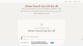 
                            2. Home based easy job for all – http://earnwithinvite.com/index.php?ref ...