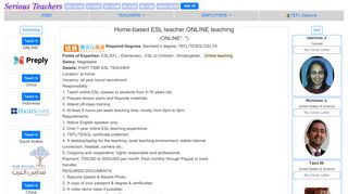 
                            13. Home-based ESL teacher,ONLINE teaching(ONLINE*)