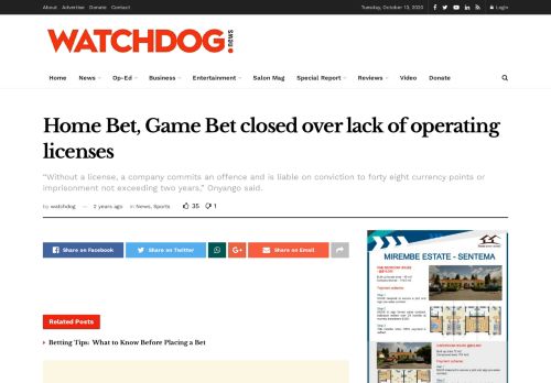 
                            9. Home Bet, Game Bet closed over lack of operating licenses ...