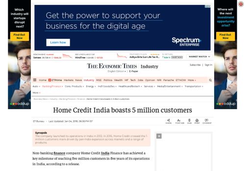 
                            9. Home Credit India boasts 5 million customers - The Economic Times