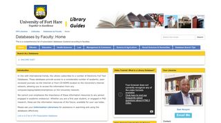 
                            10. Home - Databases by Faculty - LibGuides at University of Fort Hare