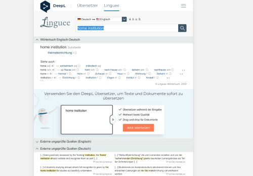 
                            6. home institution - Deutsch-Übersetzung – Linguee Wörterbuch