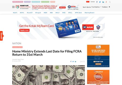 
                            6. Home Ministry Extends Last Date for Filing FCRA Return to ... - Moneylife