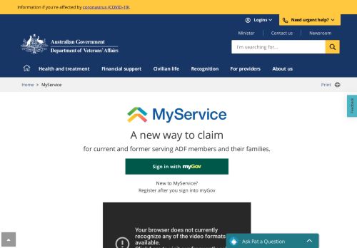 
                            13. Home - MyService | Department of Veterans' Affairs