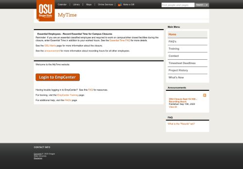 
                            9. Home | MyTime | Oregon State University