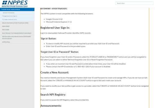 
                            3. HOME PAGE/ SIGN IN PAGE — NPPES 0 documentation