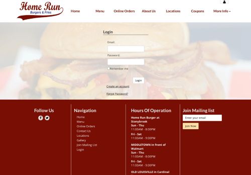 
                            12. Home Run Burger - Login