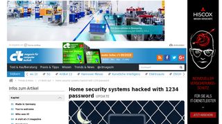 
                            5. Home security systems hacked with 1234 password | c't Magazin - Heise