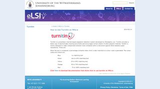 
                            2. Home - Welcome - How to Use Turnitin on Wits-e - Wits University