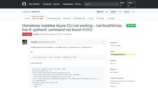 
                            6. Homebrew Installed Azure CLI not working - /usr/local/bin/az: line 6 ...