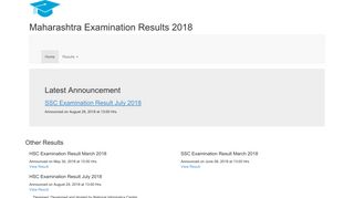 
                            2. Home::Maharashtra Examination Results 2018 | mahresult.nic.in