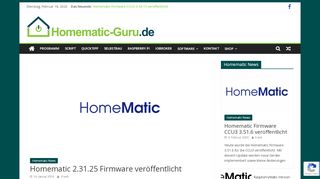 
                            2. Homematic 2.31.25 Firmware veröffentlicht ⋆ Homematic-Guru.de