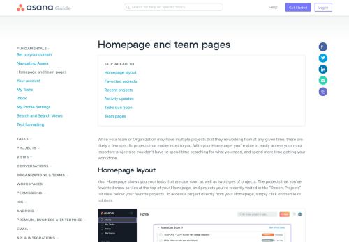 
                            3. Homepage and team pages · Asana