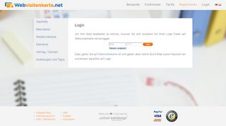 
                            1. Homepage Login - Webvisitenkarte.net Hilfe