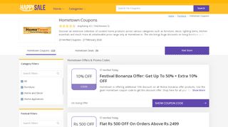 
                            7. HomeTown Coupons & Offers | Flat Rs 500 OFF On Best Furniture