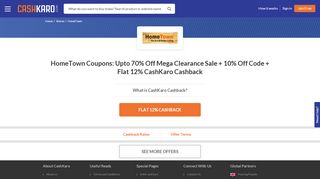 
                            2. HomeTown Offers, Coupons: Upto 70% Off + 10% Off Code + 13.5 ...